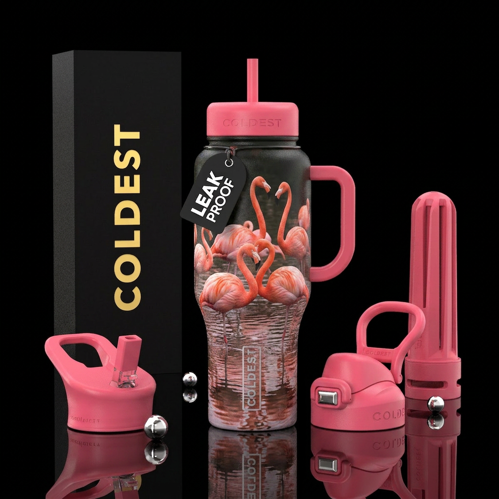 Flamboyance of flamingos water bottle design