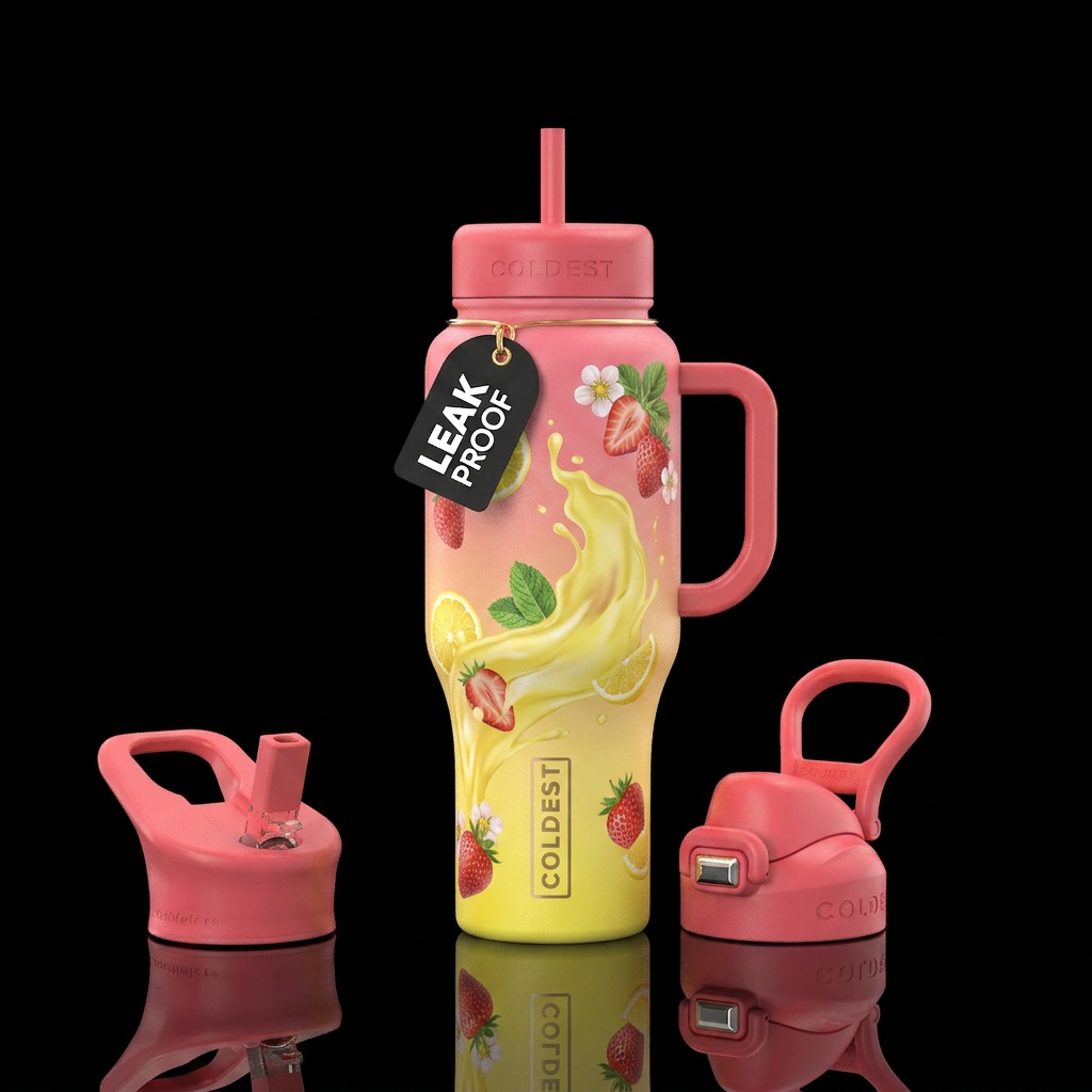 Surreal strawberry lemonade hombre water bottle design