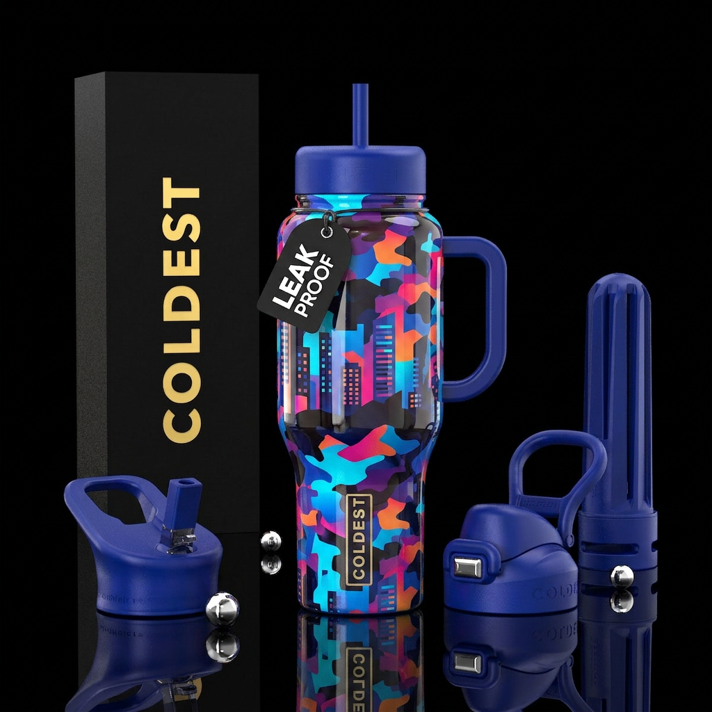City scape camouflage water bottle design