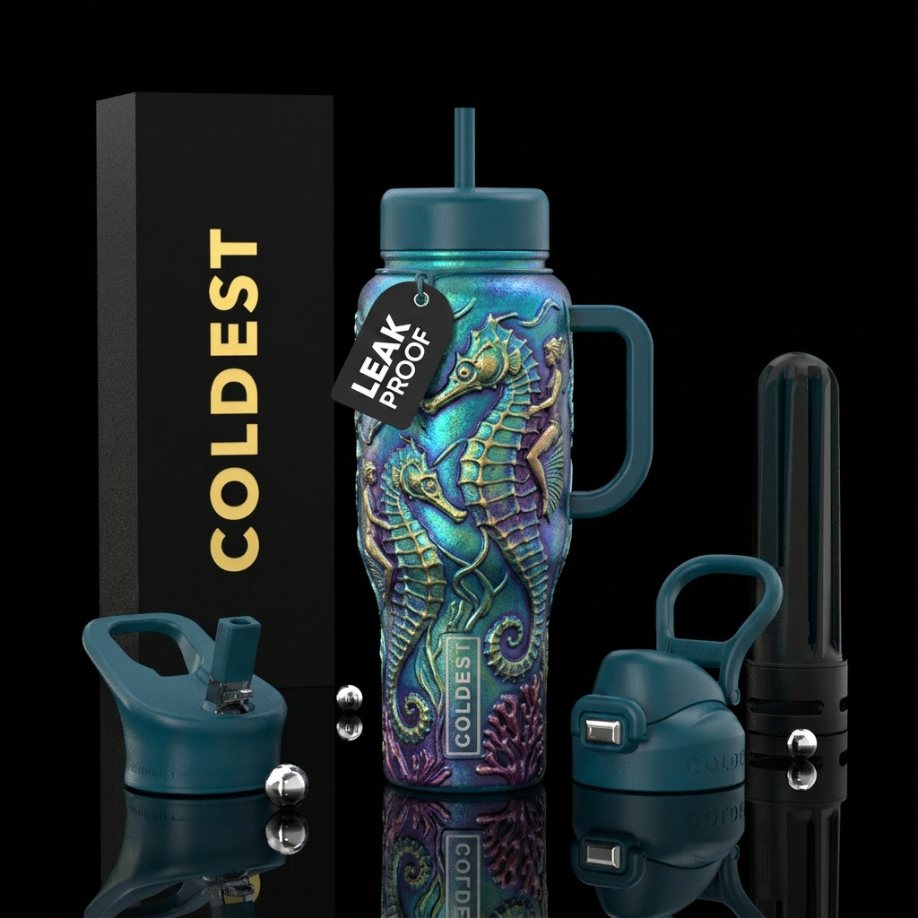 Seahorse rodeo water bottle design