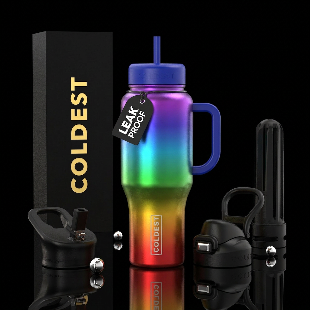Rainbow hombre water bottle design