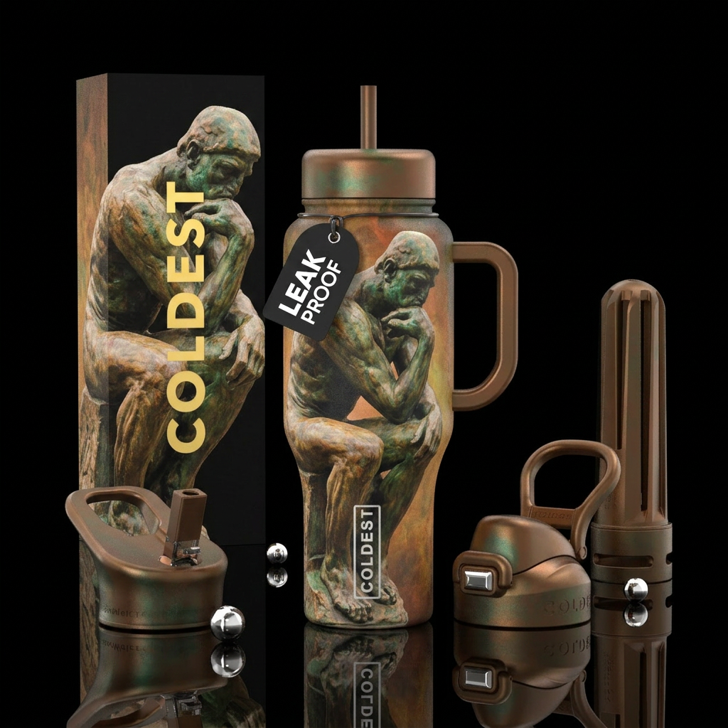 The thinker water bottle design