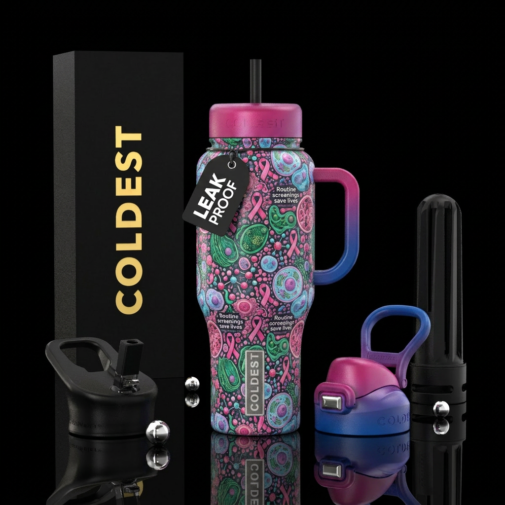 Routine screenings save lives water bottle design