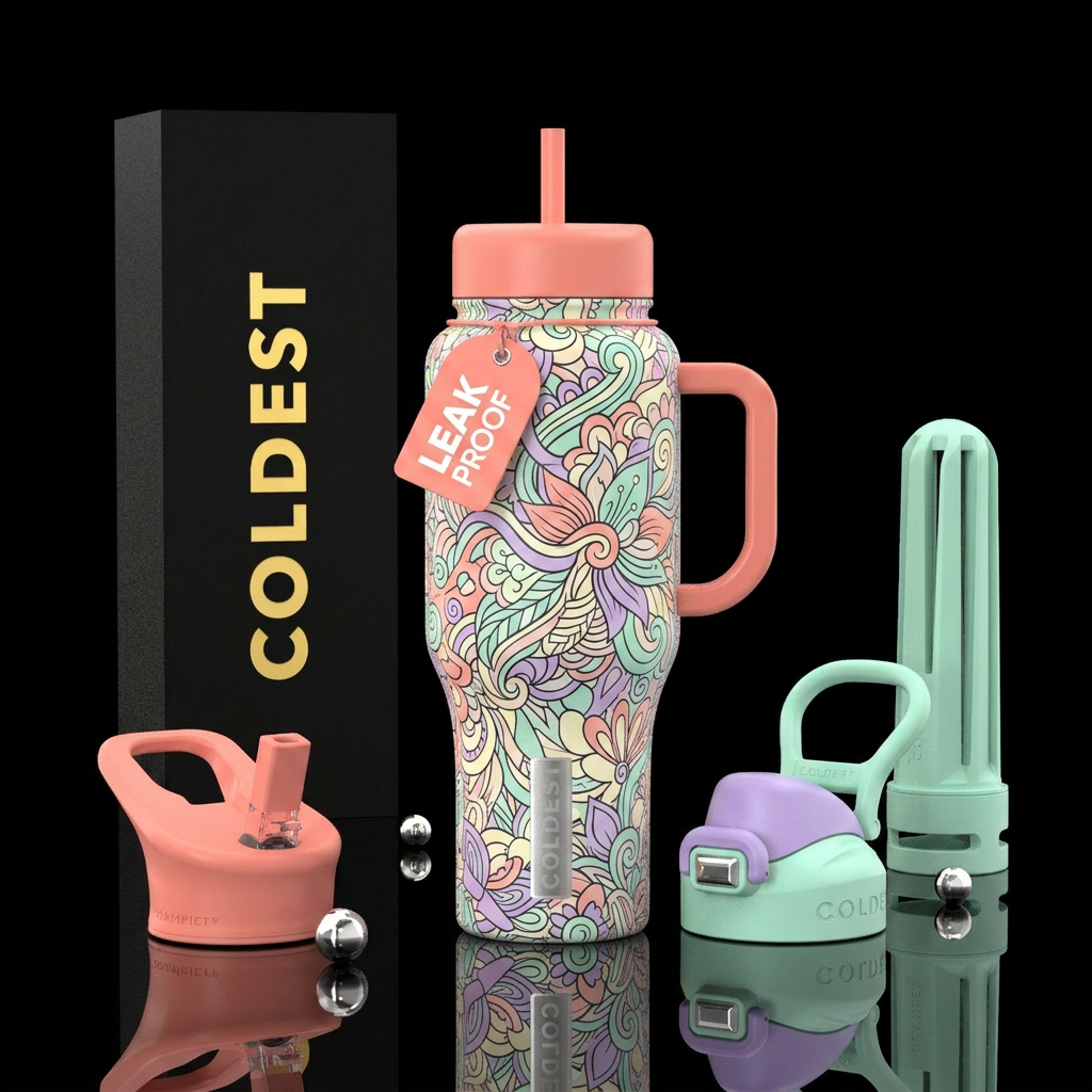 Pastel zentangle with texture water bottle design