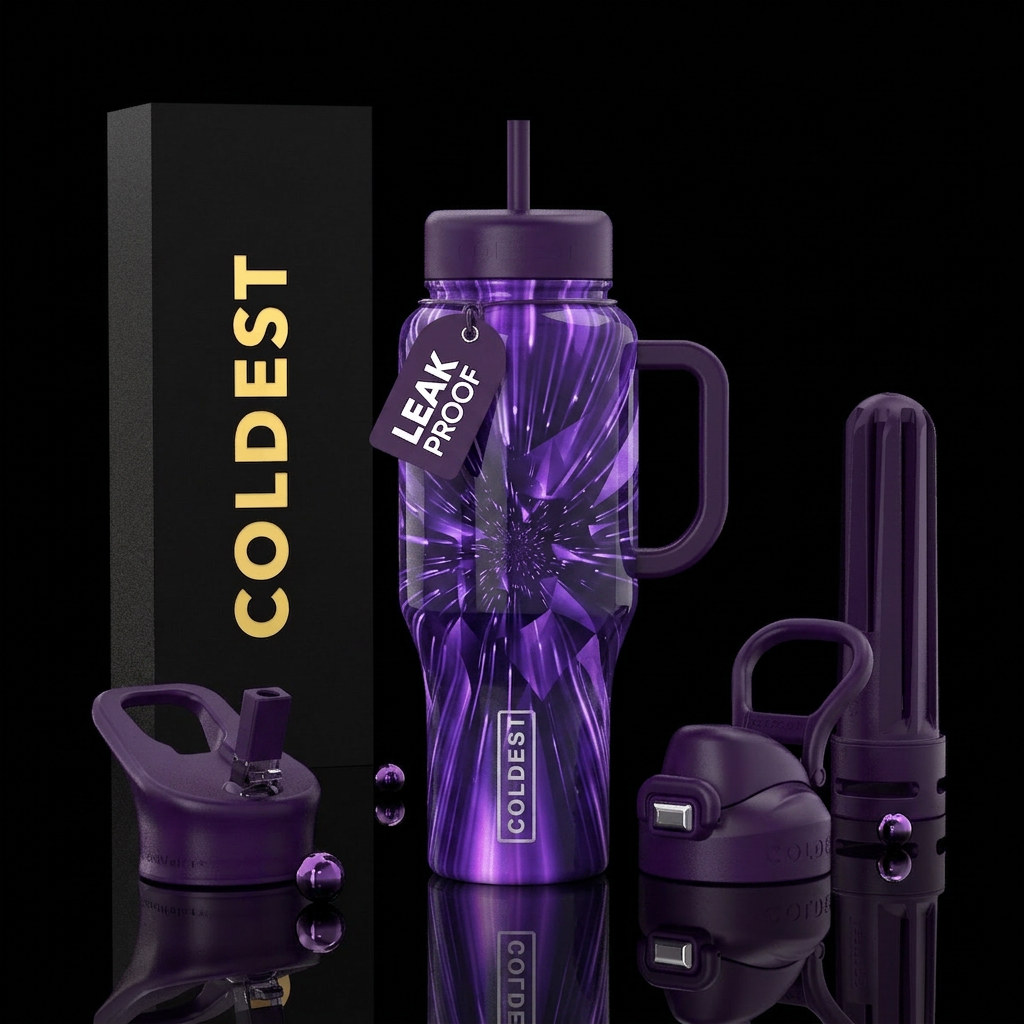 Warp speed shades of purple water bottle design