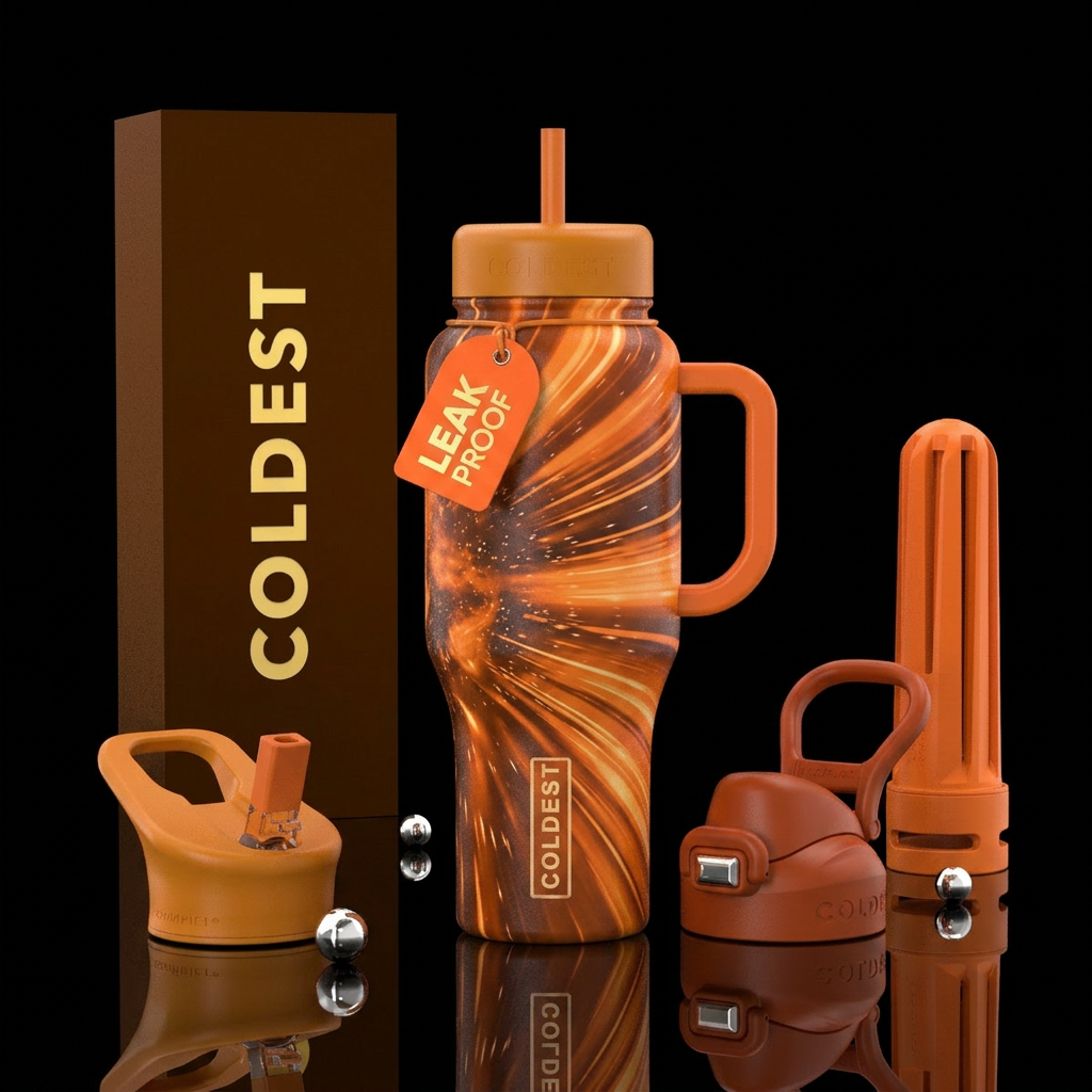 Warp speed shades of orange water bottle design