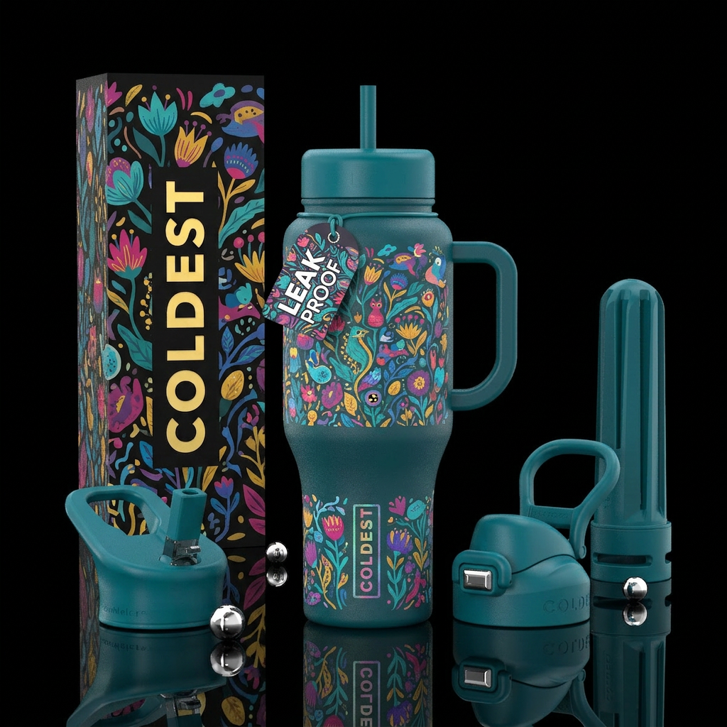 Fields of whimsy water bottle design