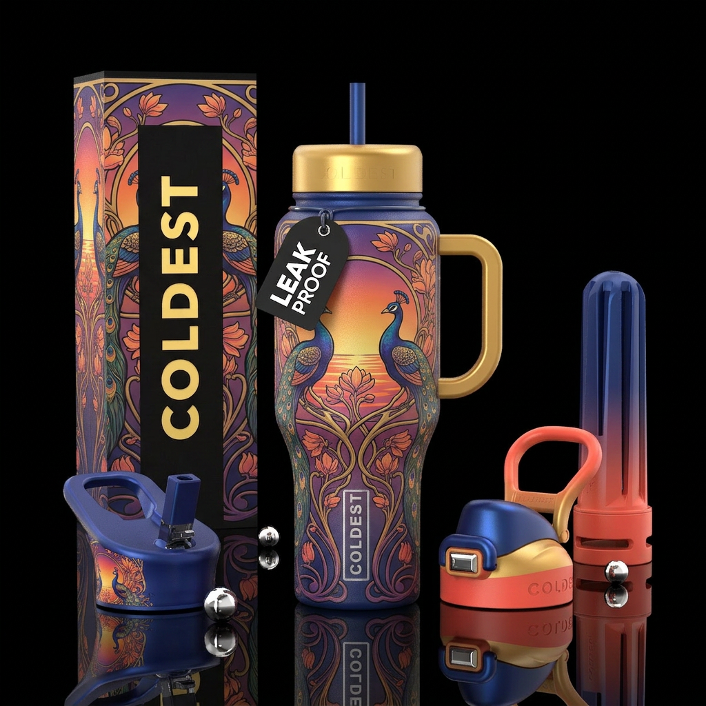 art nouveau sunset water bottle design