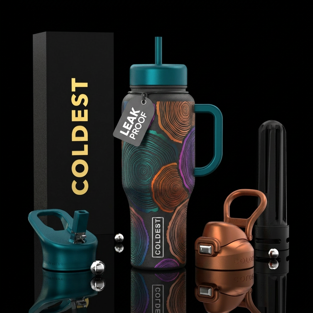 Tree rings water bottle design