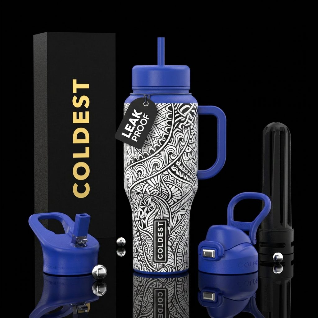 Zentangle coldest bottle black and white water bottle design