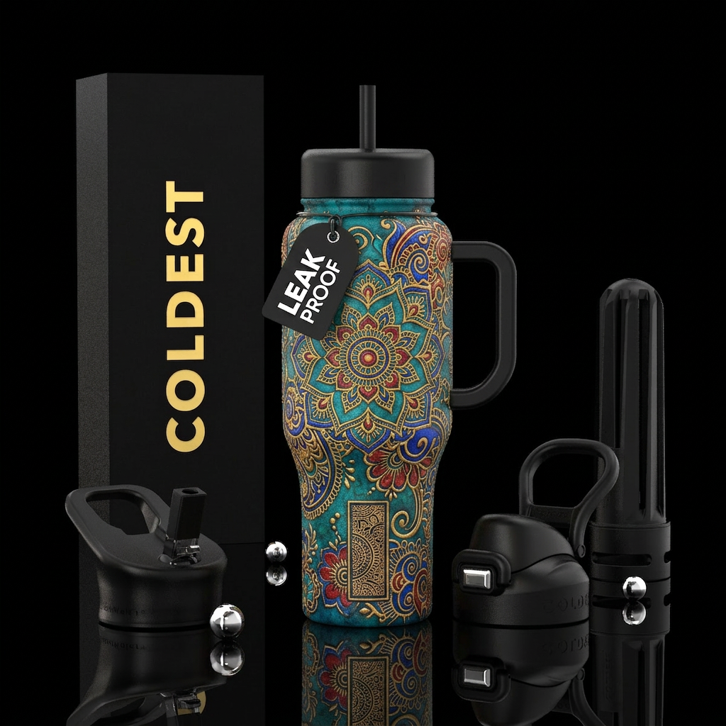 Henna style with texture water bottle design