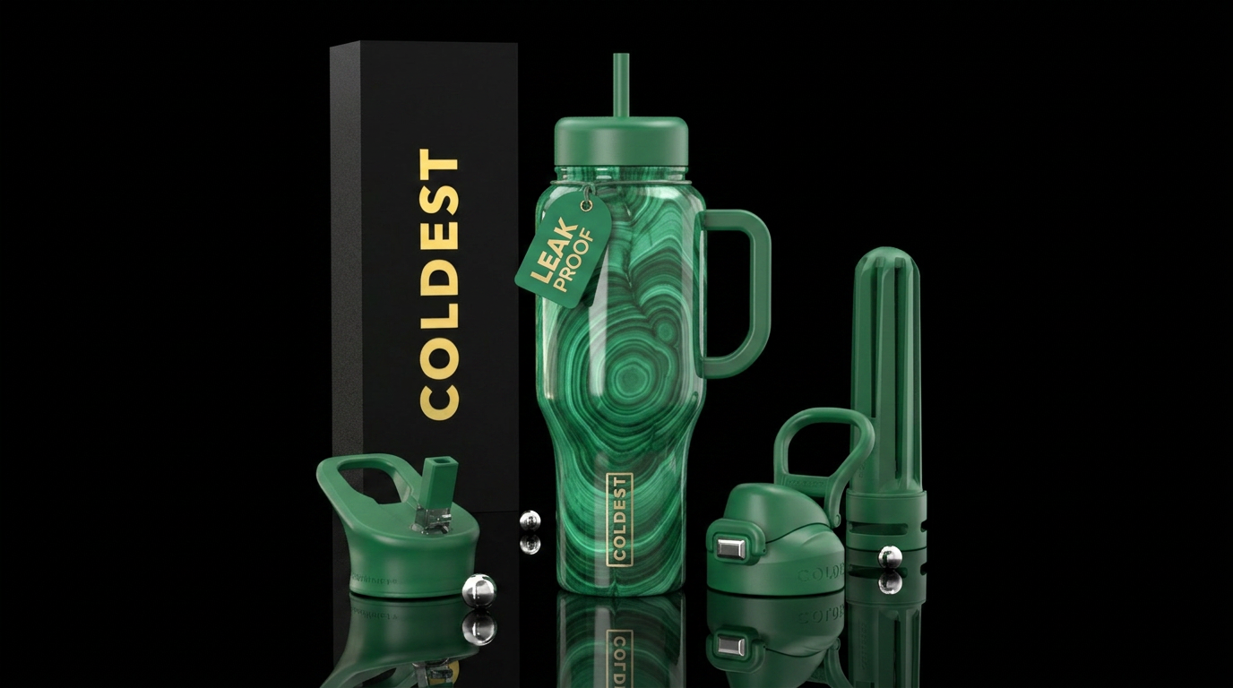 Malachite water bottle design