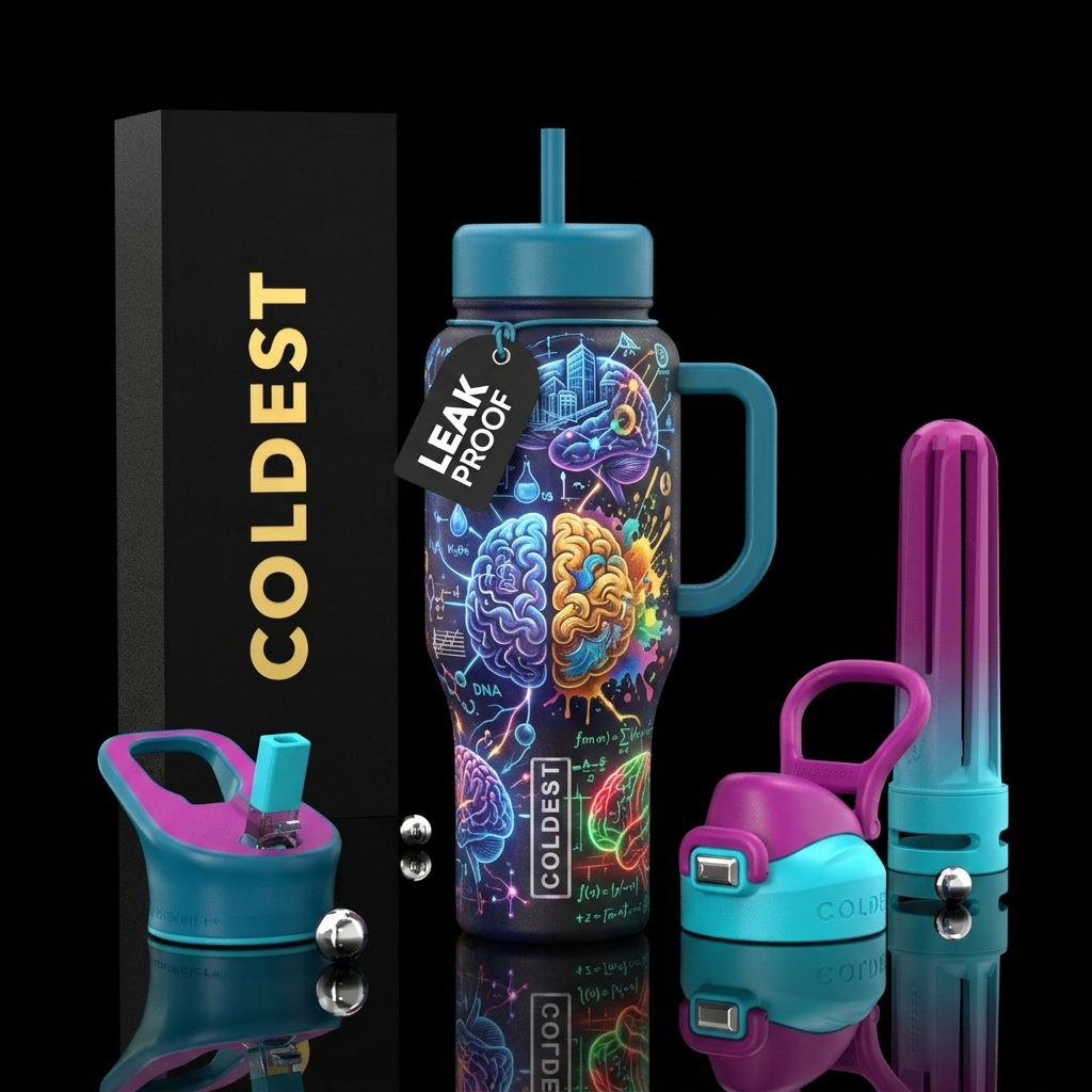 Abstract design showing brains thinking different ... water bottle design
