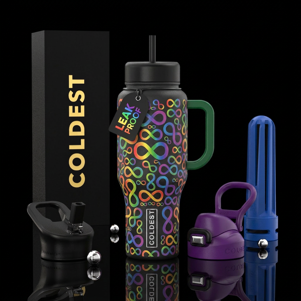 Autism rainbow infinity symbol water bottle design