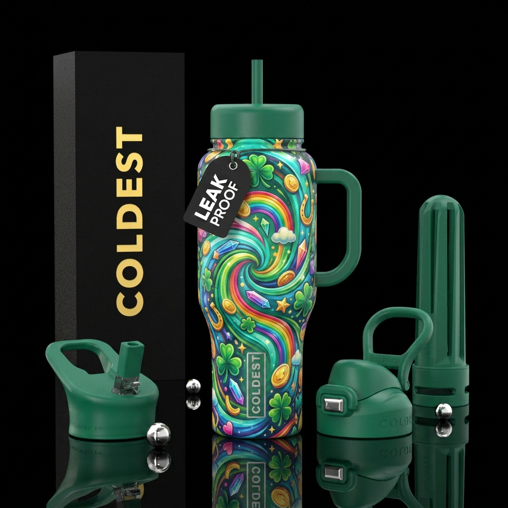 Lucky charm swirl water bottle design