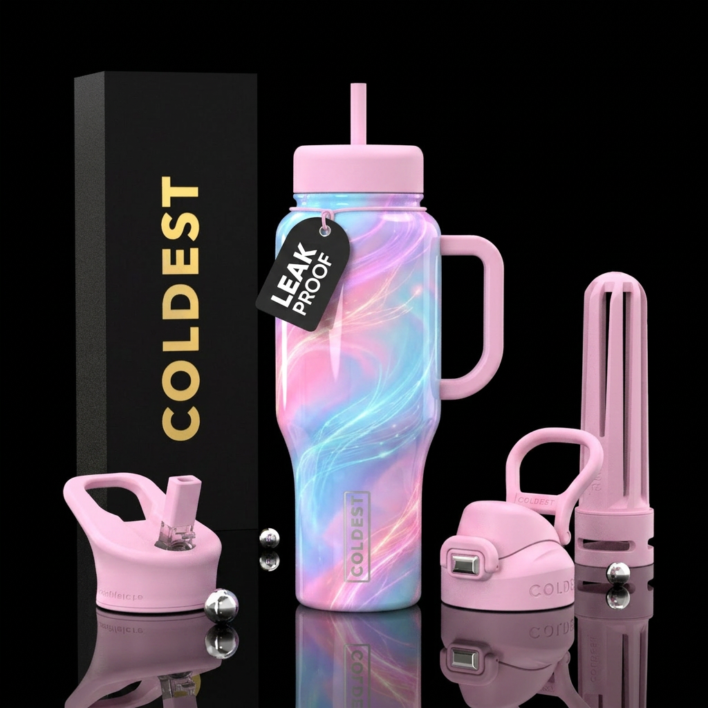 cotton candy, glowie,, swirls water bottle design