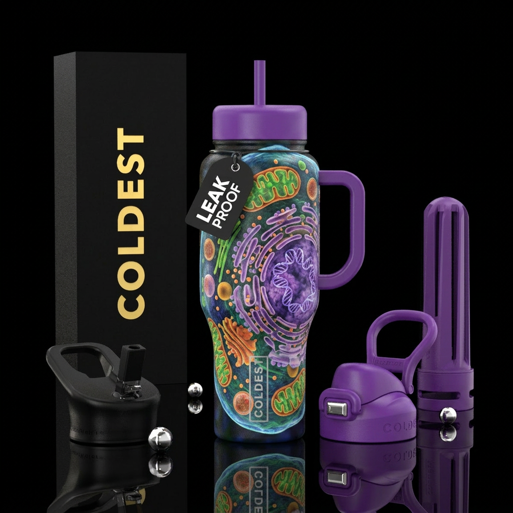 Cell view through microscope water bottle design