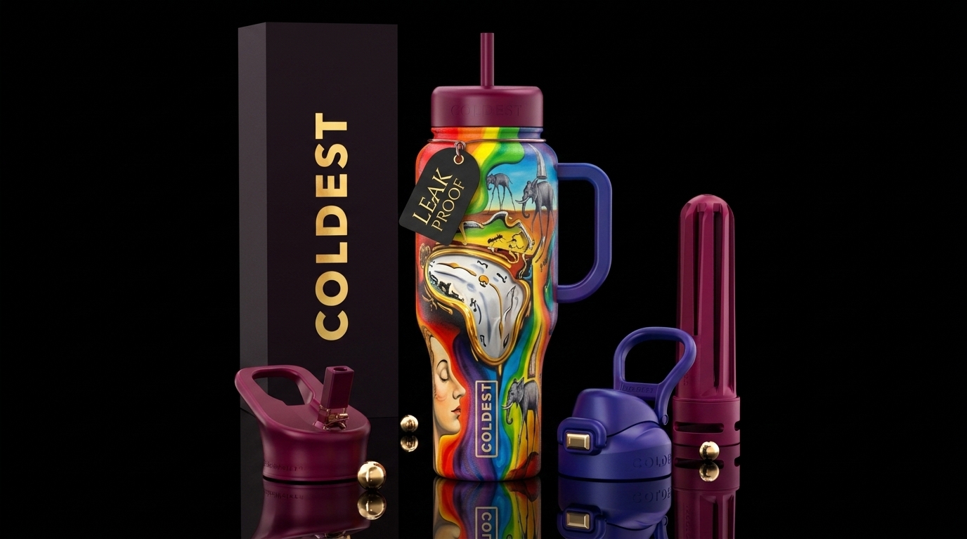 Salvador dali style rainbow water bottle design