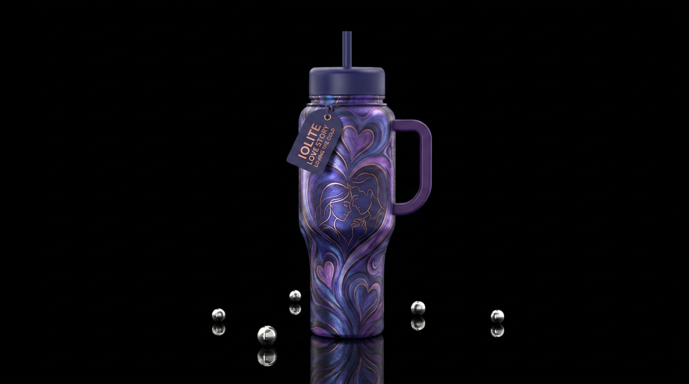 Iolite love story water bottle design