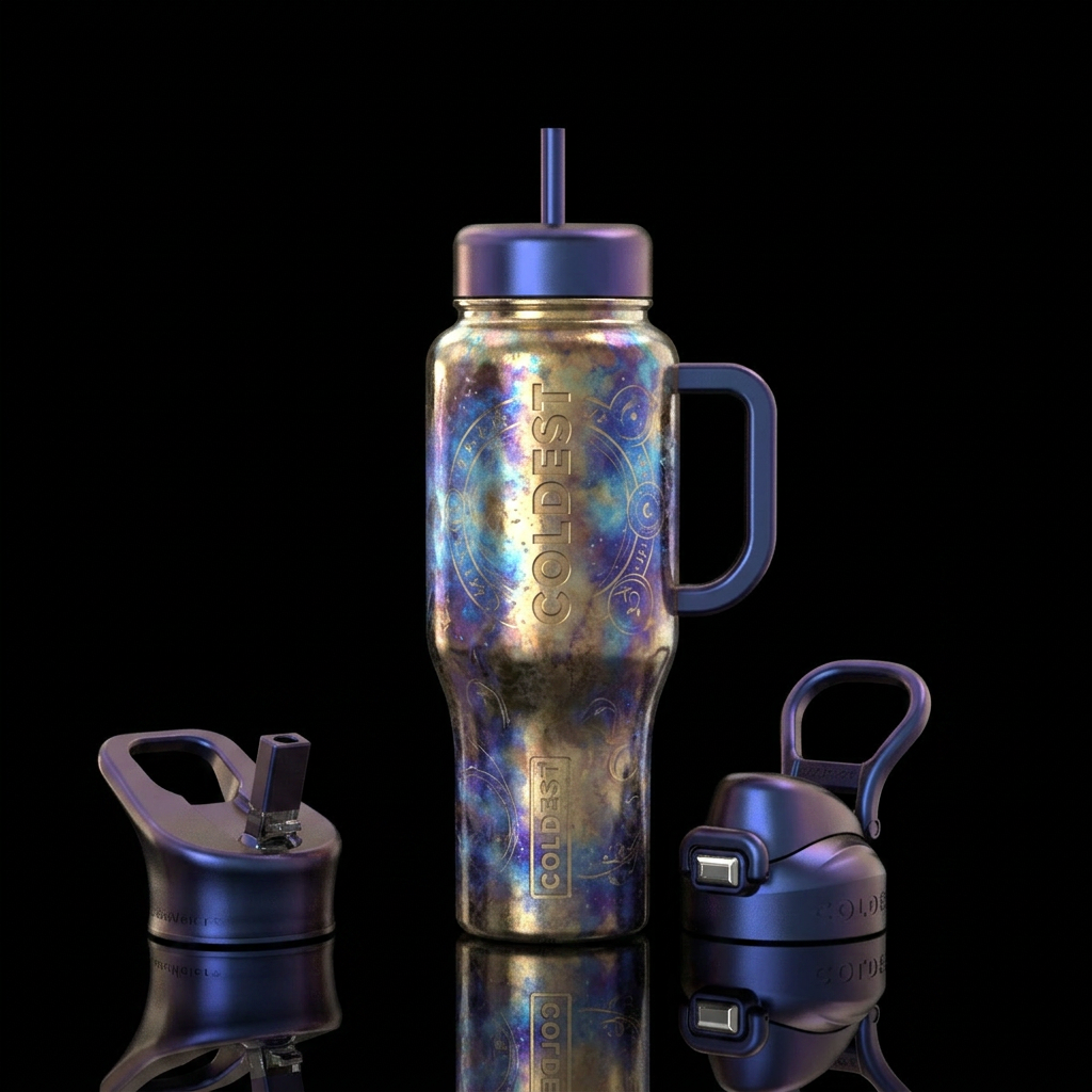 Iolite brass, mystical, spellbinding, dreamy water bottle design
