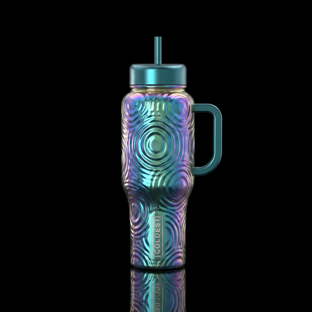 Water ripple metallic water bottle design