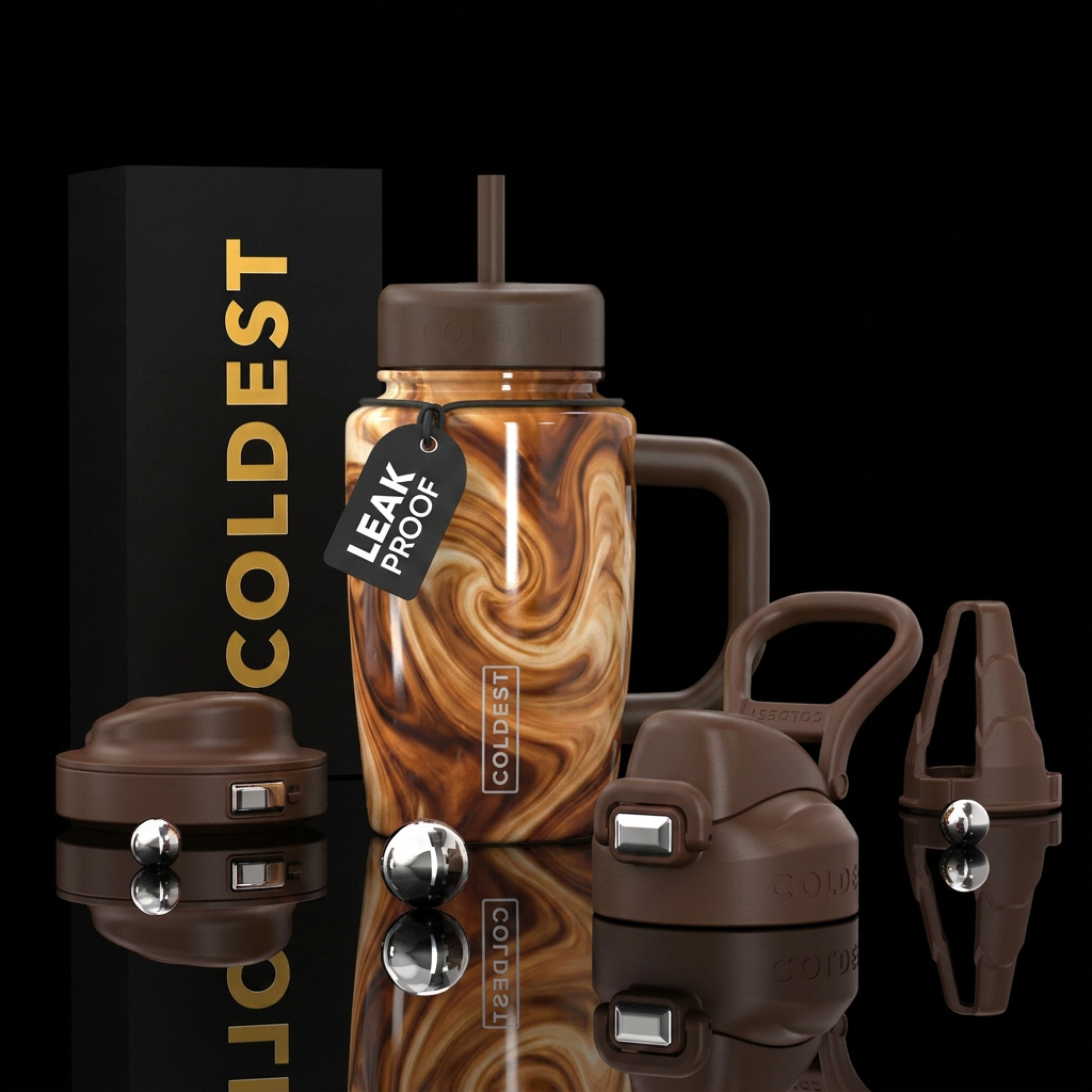 Mocha swirl water bottle design