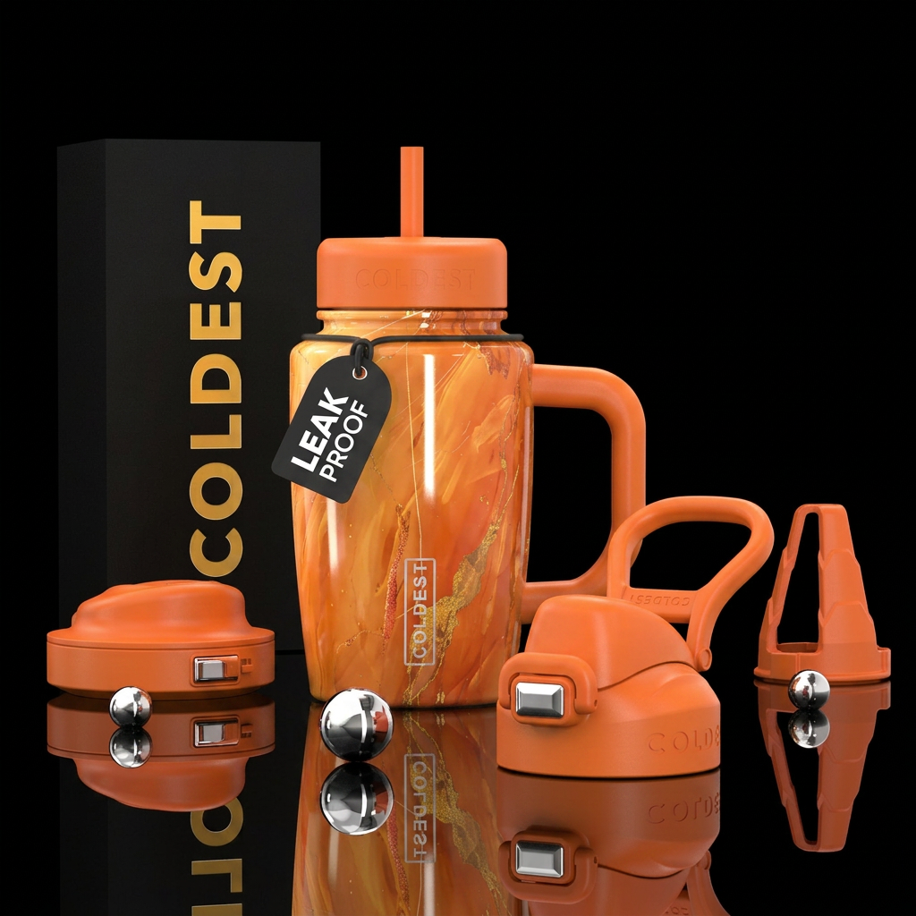 Shades of mandarin orange water bottle design