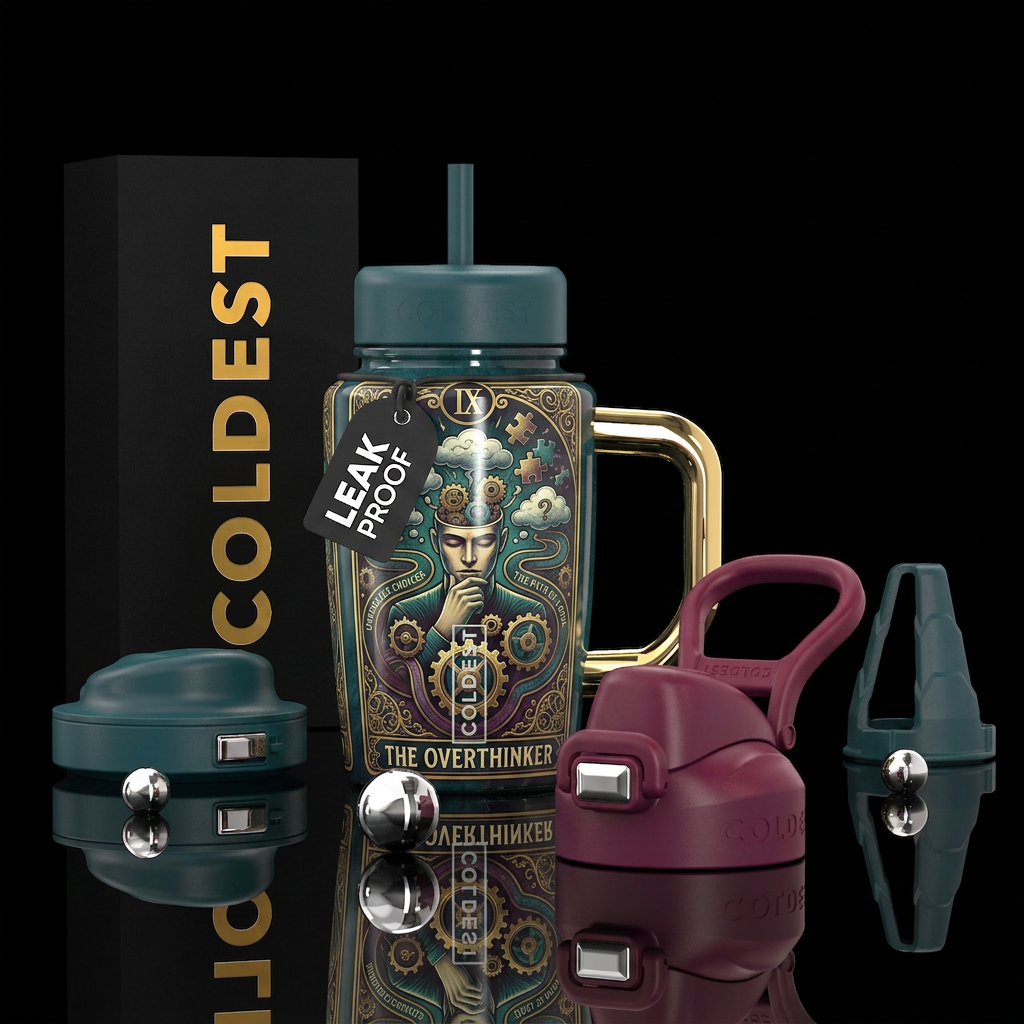 Tarot card the overthinker water bottle design