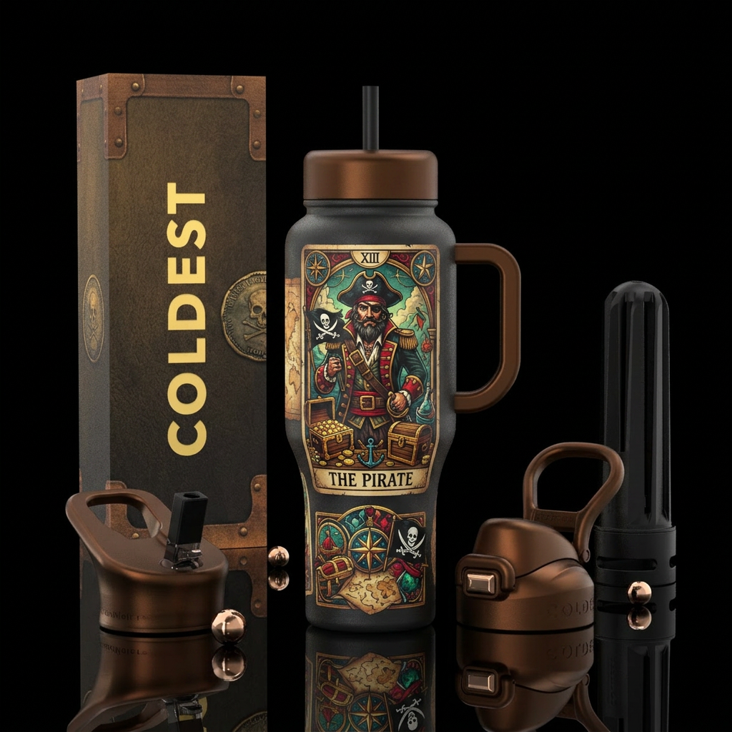 Tarot card the pirate water bottle design