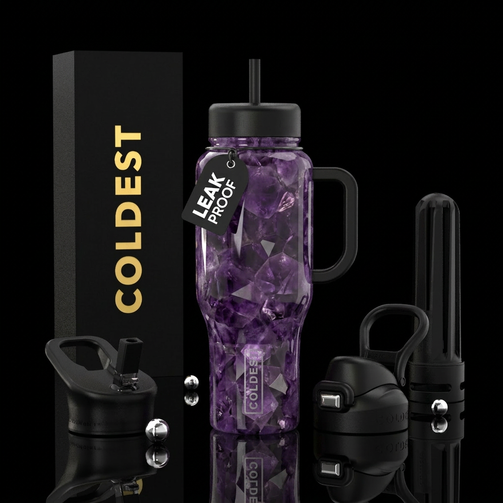 Amethyst water bottle design