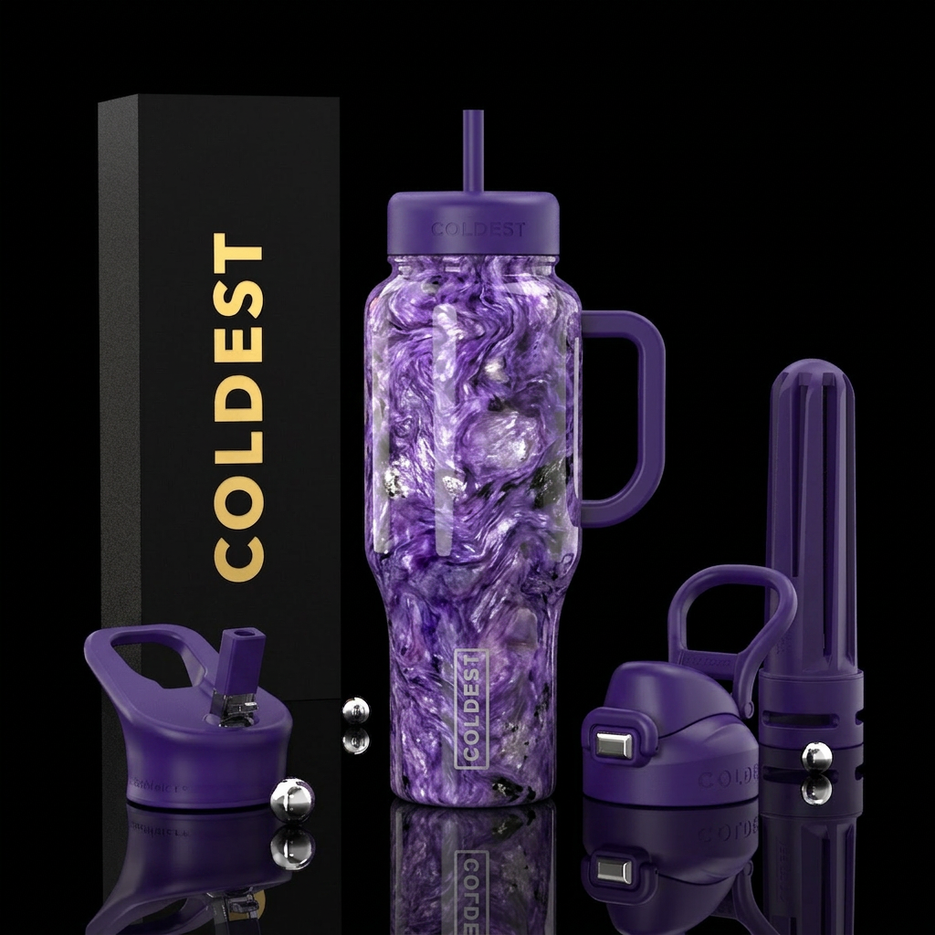 Charoite water bottle design