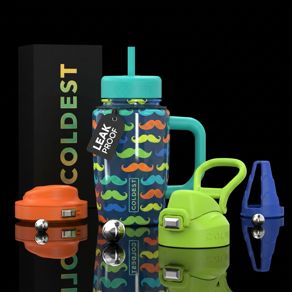 Mustache pattern water bottle design