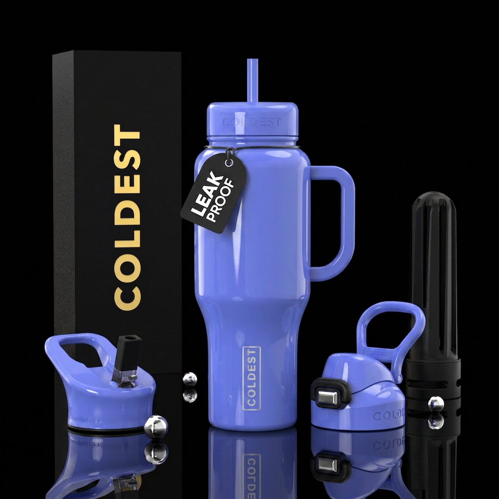 Glossy periwinkle water bottle design