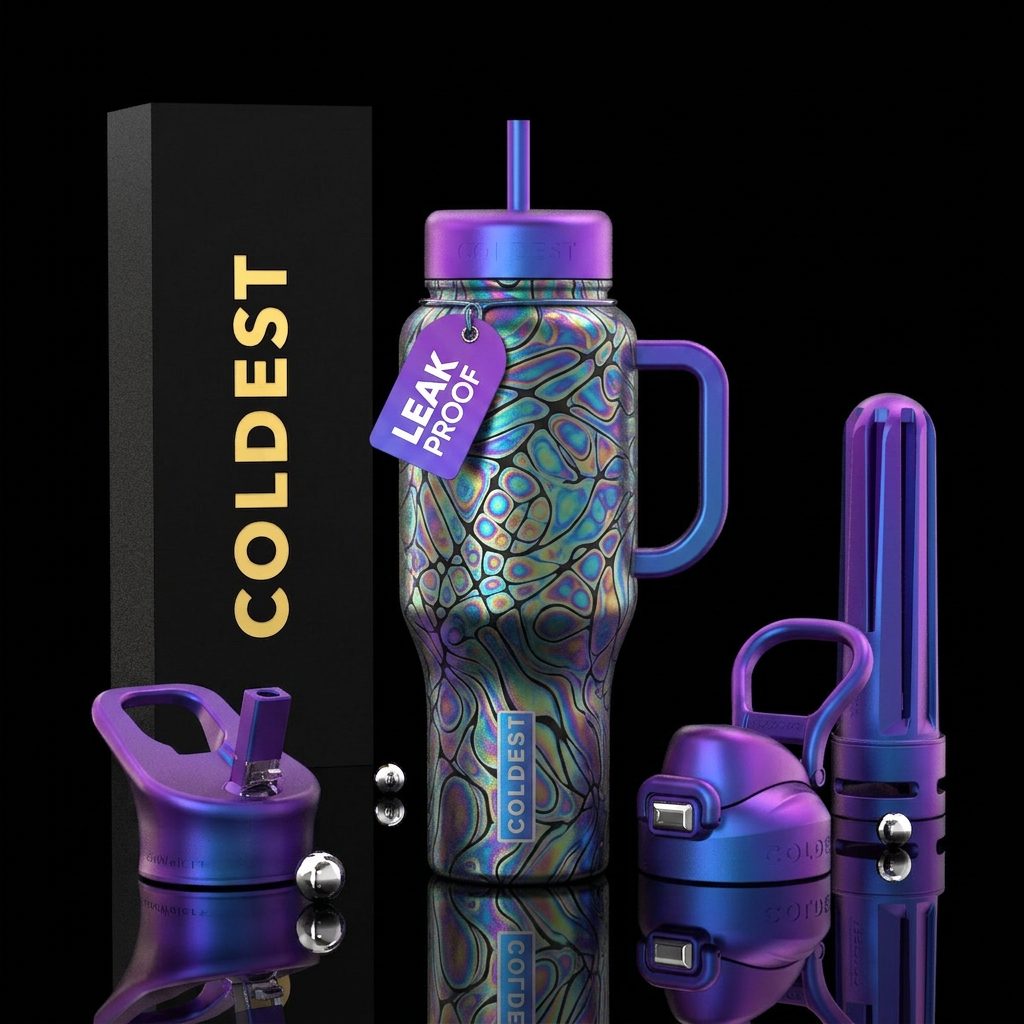 Neurographic  oil slick water bottle design