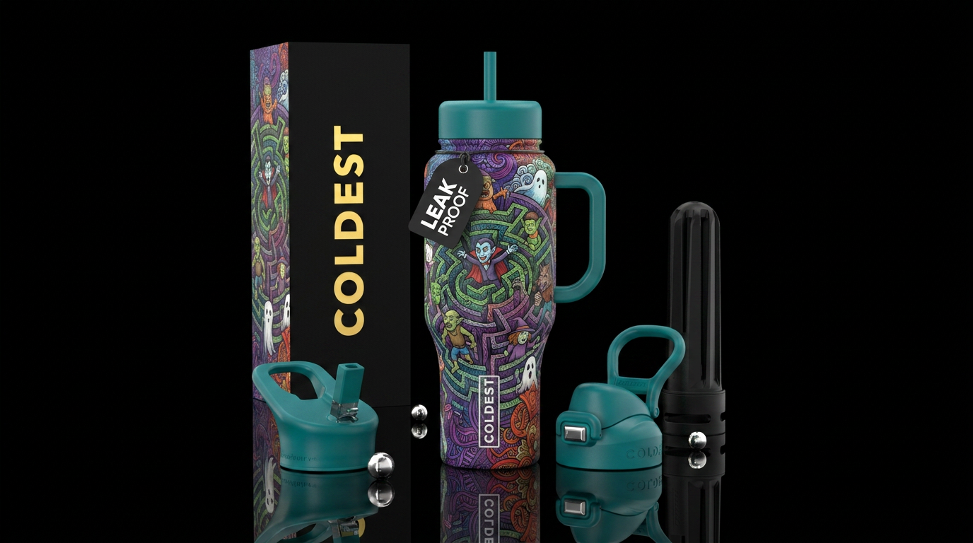 Zentangle hedge maze being run by different monste... water bottle design
