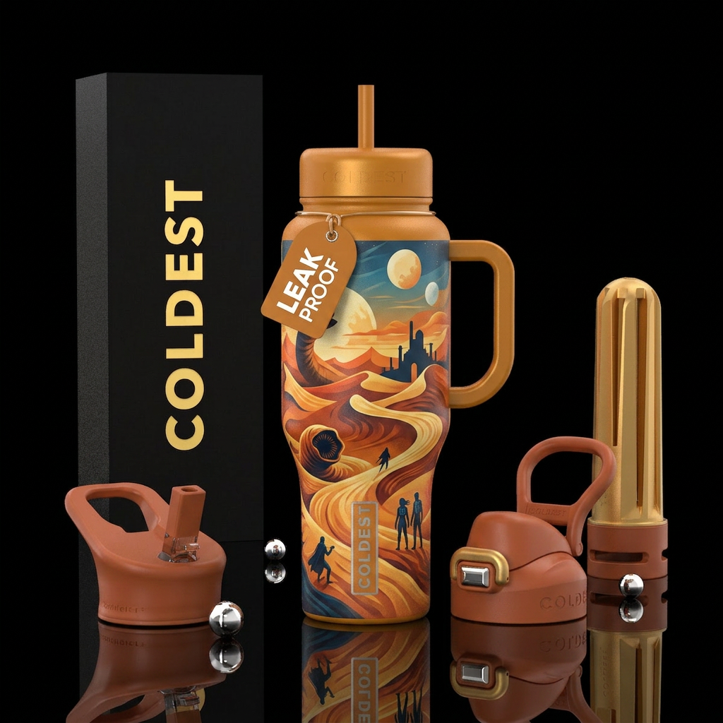 Pictorial abstract representation of the movie dun... water bottle design