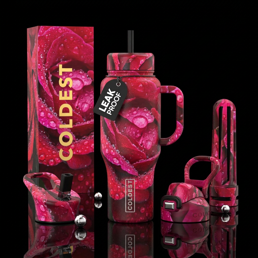 Raindrops on roses water bottle design