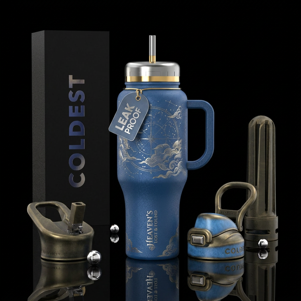 Heaven's lost and found water bottle design