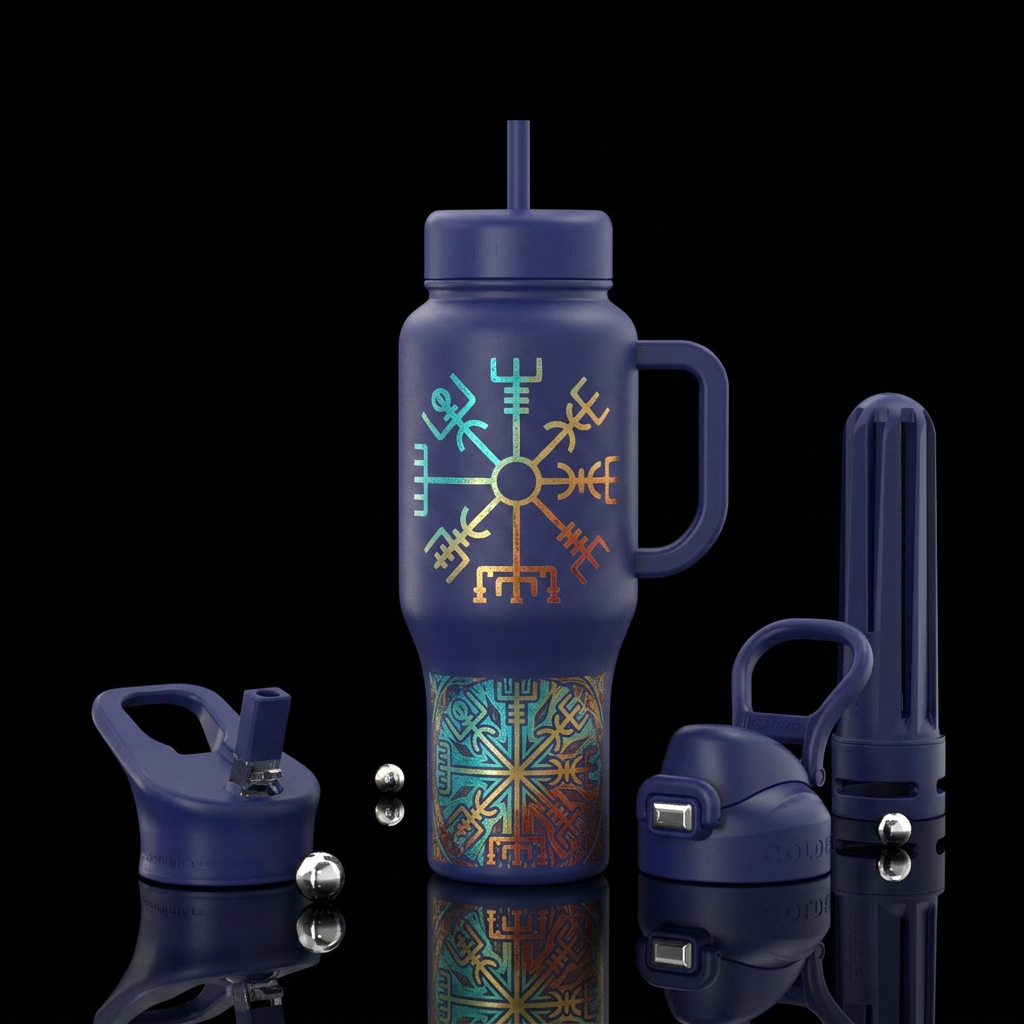 Vegvisir the wayfinder water bottle design
