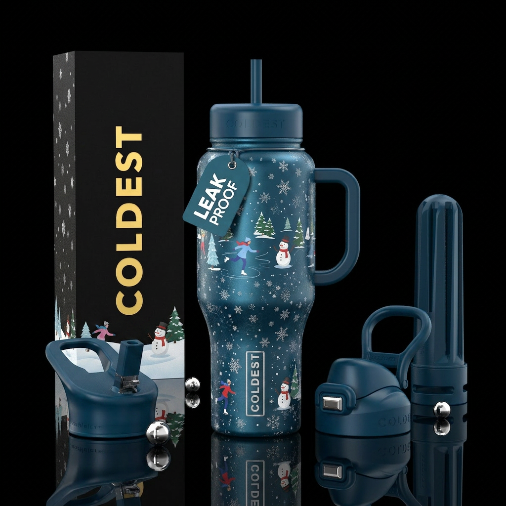 Winter snow fun water bottle design
