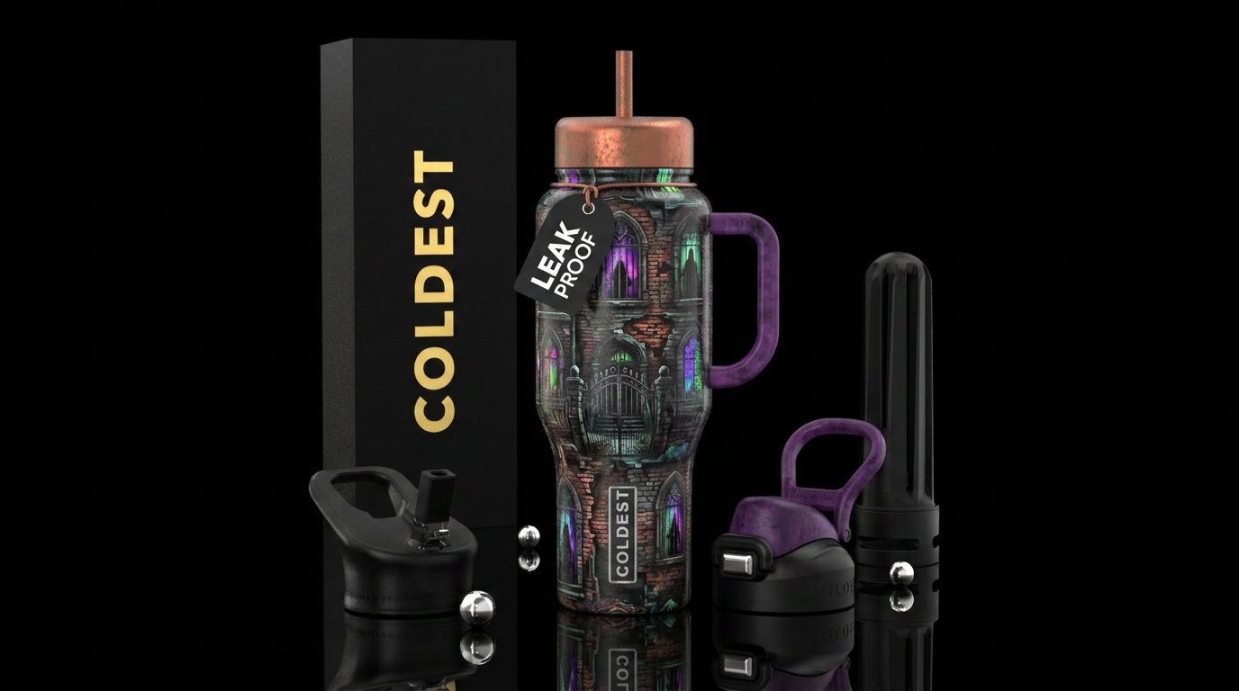 Haunted asylum water bottle design