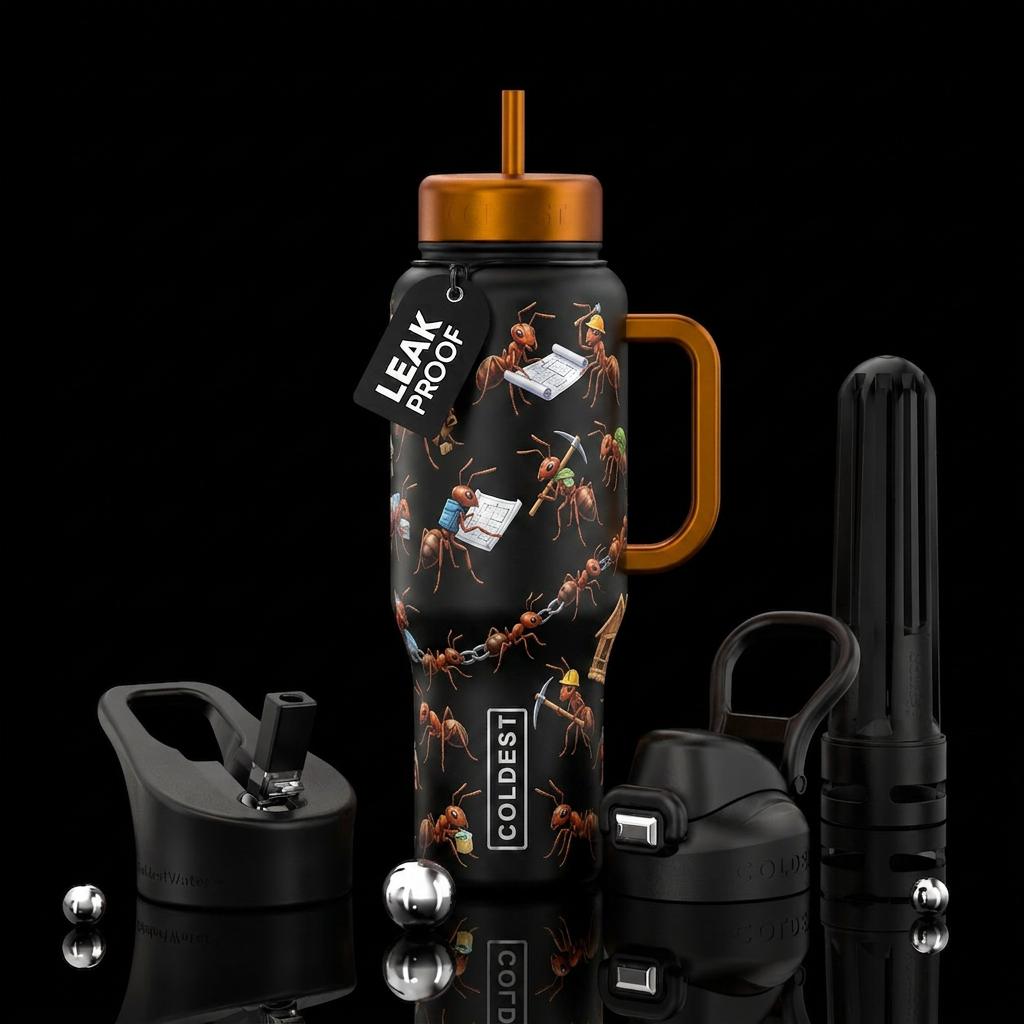 Anthropomorphic ants water bottle design