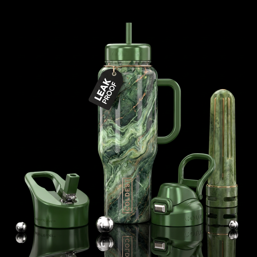 Serpentine stone water bottle design