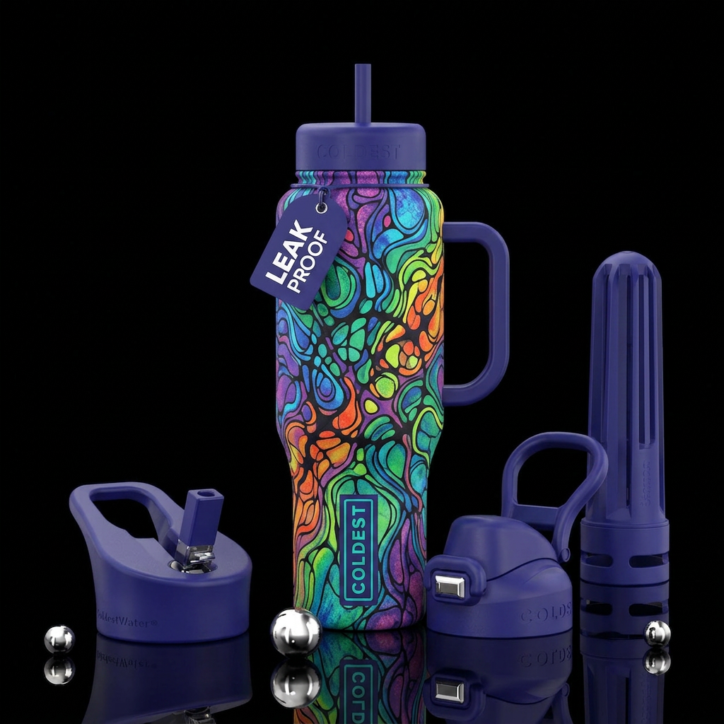 Primordial ooze neurographic flat matte textured water bottle design