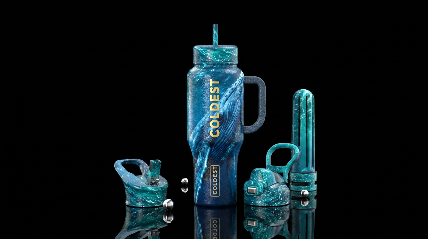 Whale watching in Baja California water bottle design