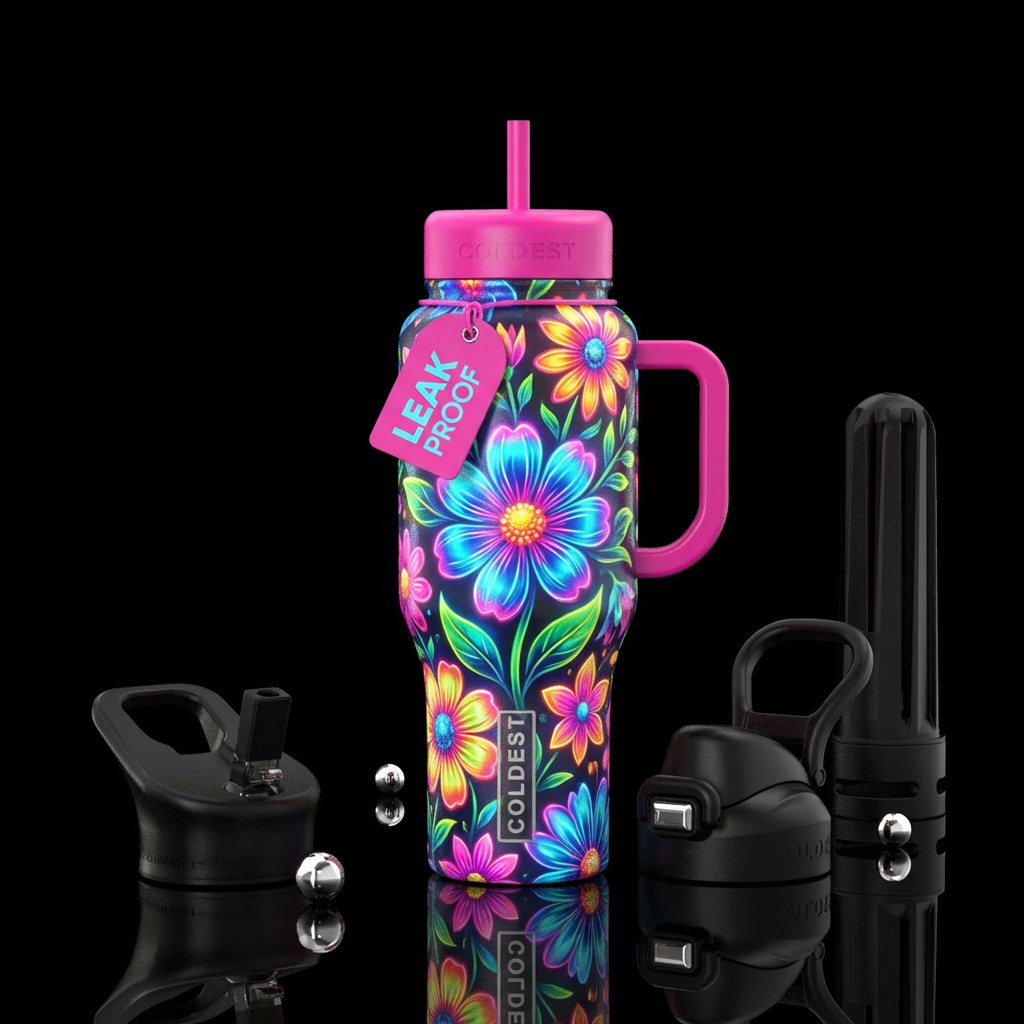 spring bloom, electric, beautiul, happy mood water bottle design