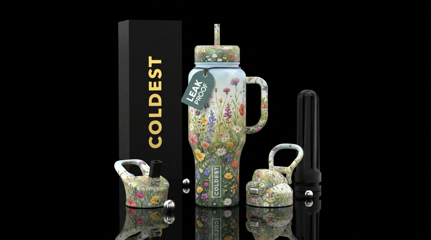 wildflowers, whimsical, summer vibes water bottle design