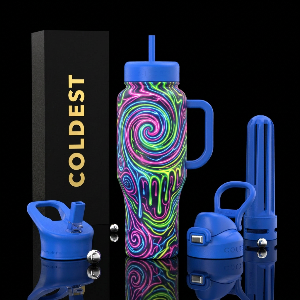 dripping, spirals, electric water bottle design