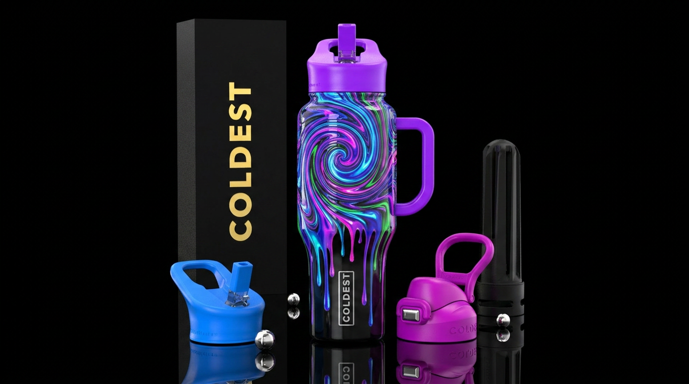 dripping, spirals, electric water bottle design