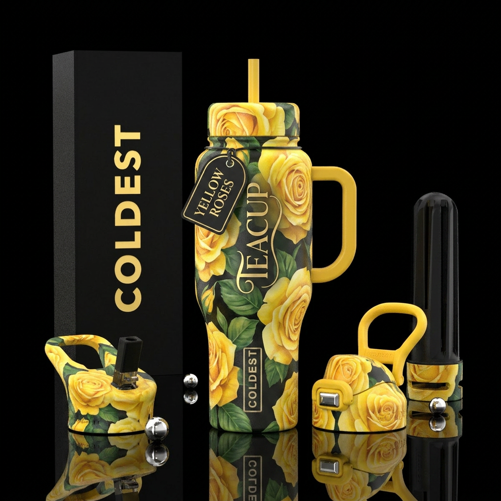 Yellow roses water bottle design
